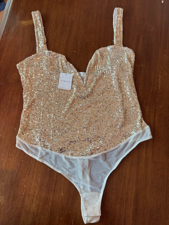 Free People Tops - Free People Gold Sequin Bodysuit Thong